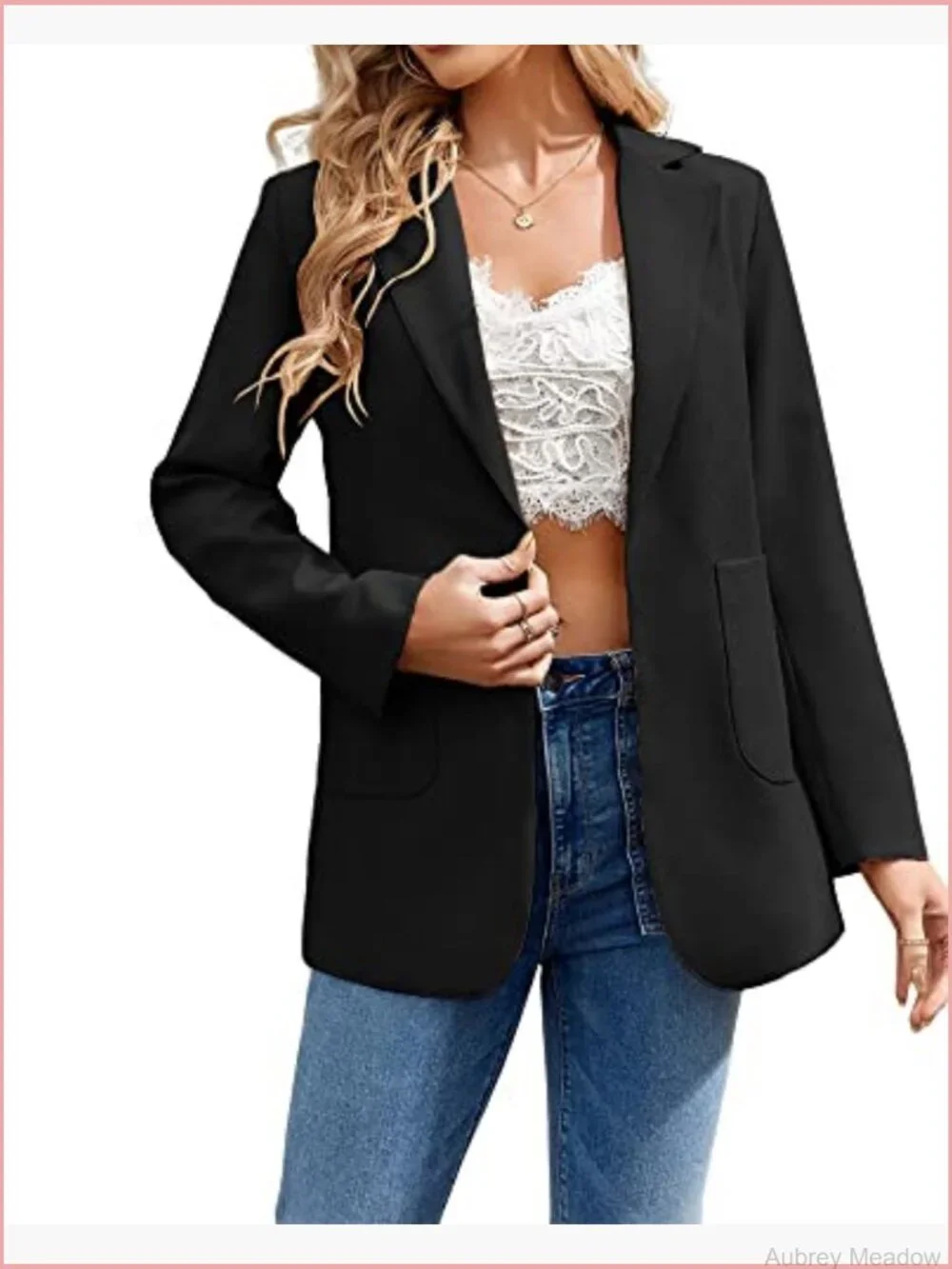 Open Front Long Blazer Jacket Womens Business Casual Work Office
